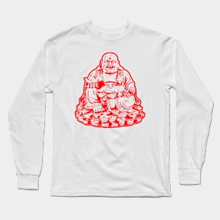 Buddhist Art Red Color Long Sleeve T-Shirt